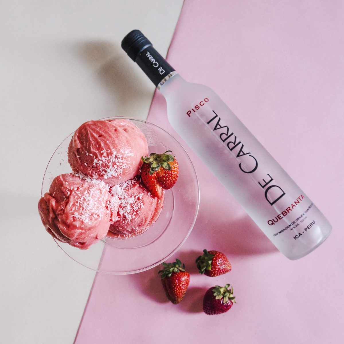 Pisco infused strawberry gelato